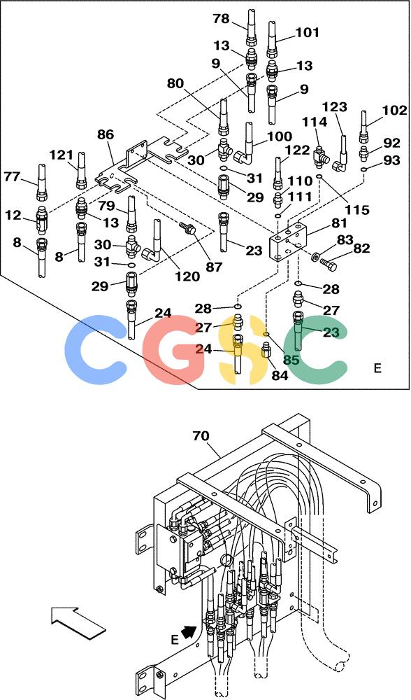 纽荷兰零件查询(E805) - CRAWLER EXCAVATOR (1/05-) (08-055-02[01]) - HYDRAULIC CIRCUIT - PILOT CONTROL LINES WITHOUT LOAD HOLD New Holland Constructuion