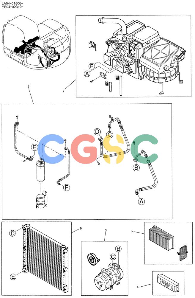 纽荷兰零件查询(E200SRLC) - CRAWLER EXCAVATOR BTW LA04-01506 - LA04-01625 (01-053) - CONDITIONER ASSY, AIR New Holland Constructuion