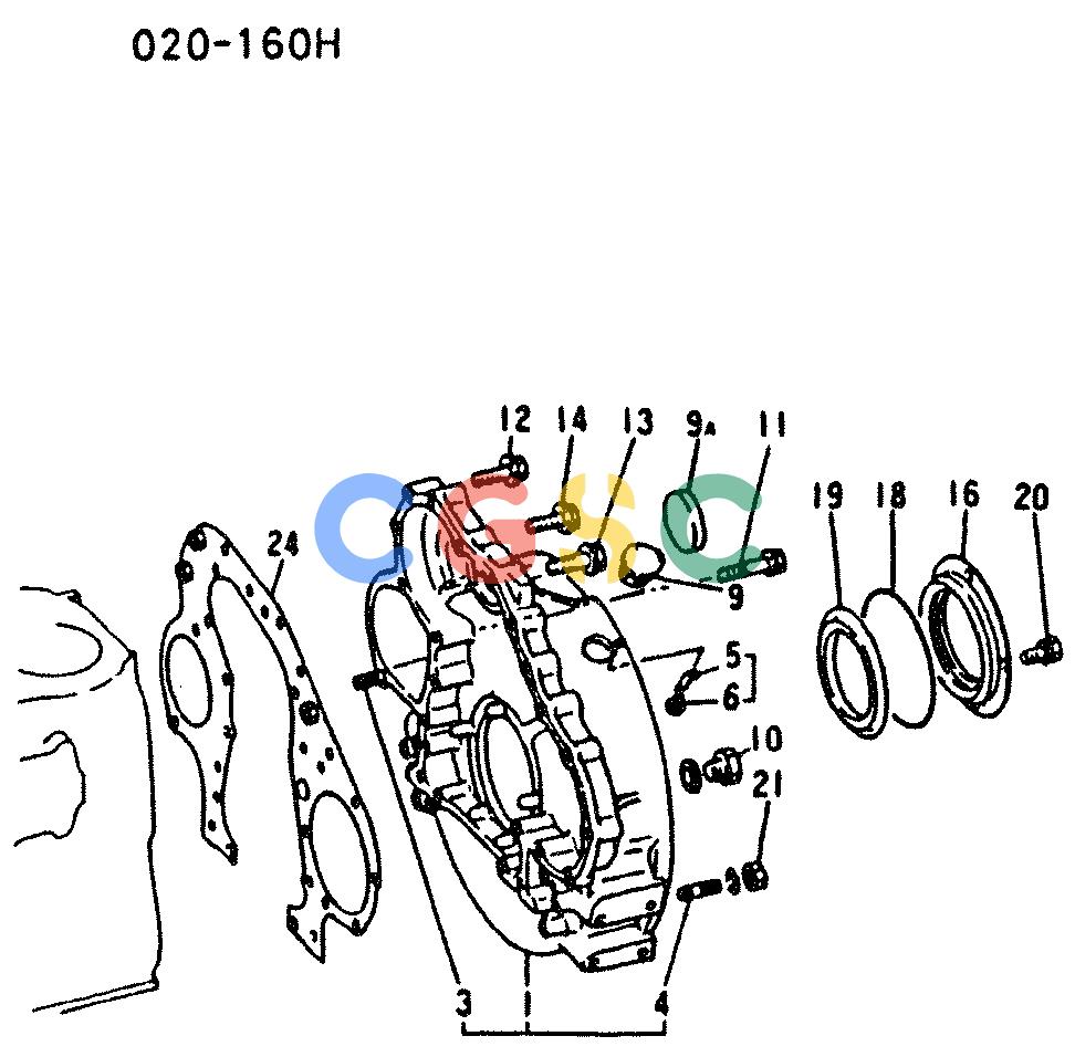 神钢零件查询(6D16-T) - MITSUBISHI DIESEL ENGINE - K909 II & K909LC II EXCAVATORS (1/87-12/06) (00-007) - FLYWHEEL HOUSING Kobelco