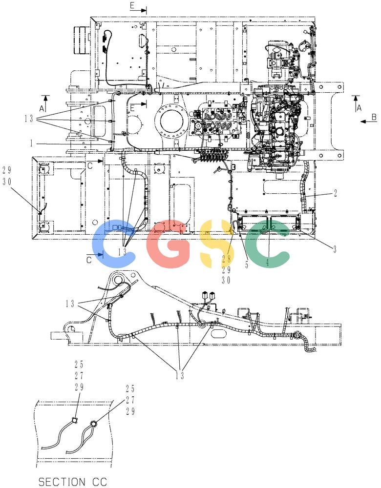 纽荷兰零件查询(E215B) - CRAWLER EXCAVATOR - TIER 3 (ROPS CAB) ASN NBDA21800 (6/13-) (01-083[01]) - HARNESS ASSY, UPPER New Holland Constructuion