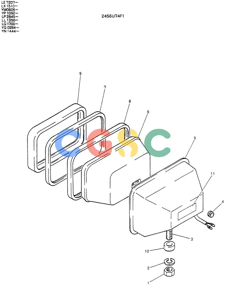 神钢零件查询(K907LC) - MARK II EXCAVATOR BTW YQ0101 - YQ0564 (1/87-12/03) (05-018) - LIGHT ASSY, HEAD 2456U74F1 Kobelco
