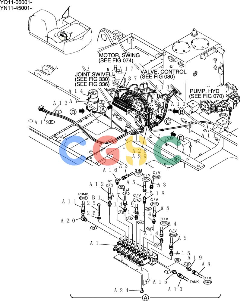 神钢零件查询(200-8) - EXCAVATOR S/N YN11-45001 - (1/06-12/09) (150-01-1) - CONTROL LINES, VALVE Kobelco