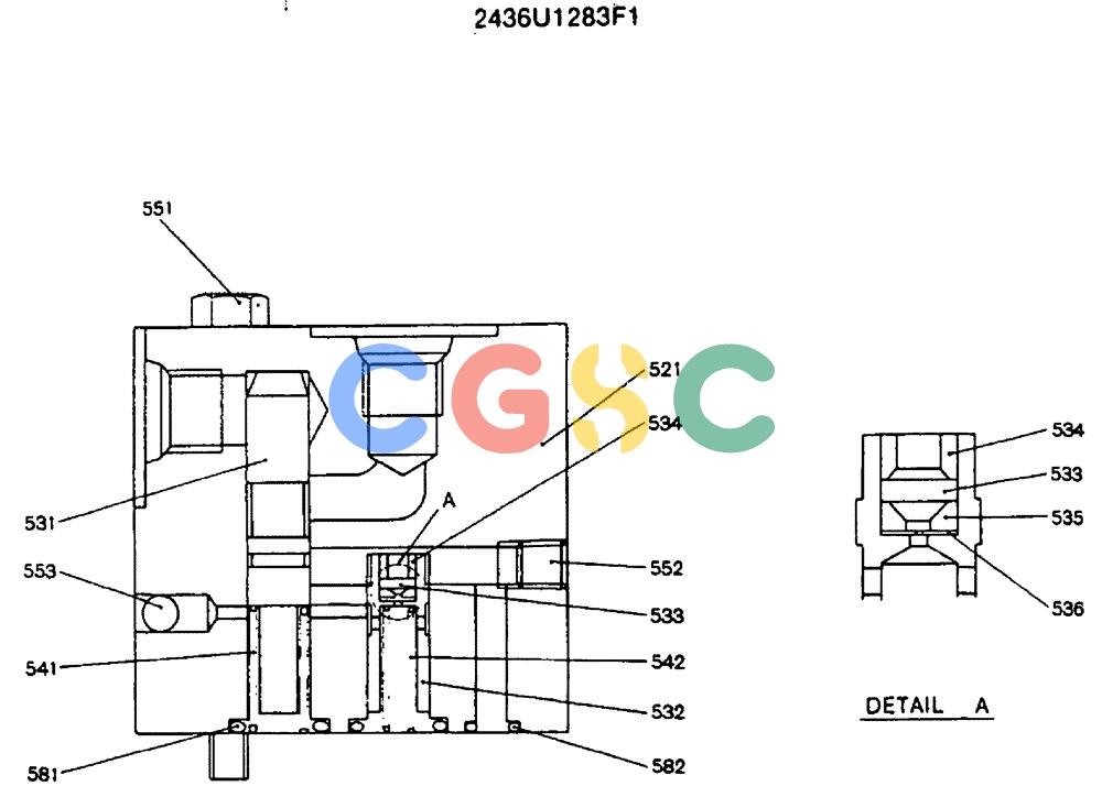 神钢零件查询(MD240C) - EXCAVATOR BTW LLU0301 - LLU0600 (1/80-12/06) (13-004) - VALVE ASSY, REDUCTION - 2436U1283F1 Kobelco
