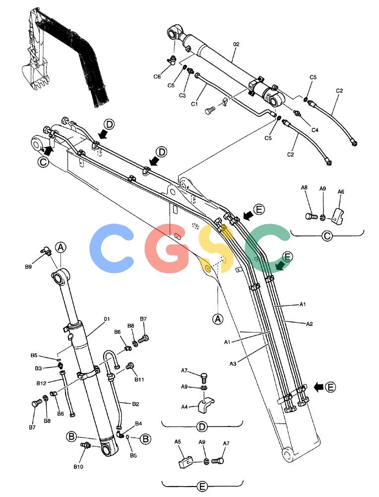 纽荷兰零件查询(EH80) - MIDI CRAWLER EXCAVATOR ASN LF04-02000 (N4TA18001 thru N4TA18010, ASN N5TA18011 -) (NA) (1/ (128) - HYDRAULIC LINES, BOOM 3.72 M (12 FT 2 IN) (WITHOUT NIBBLER AND BREAKER) New Holland Constructuion