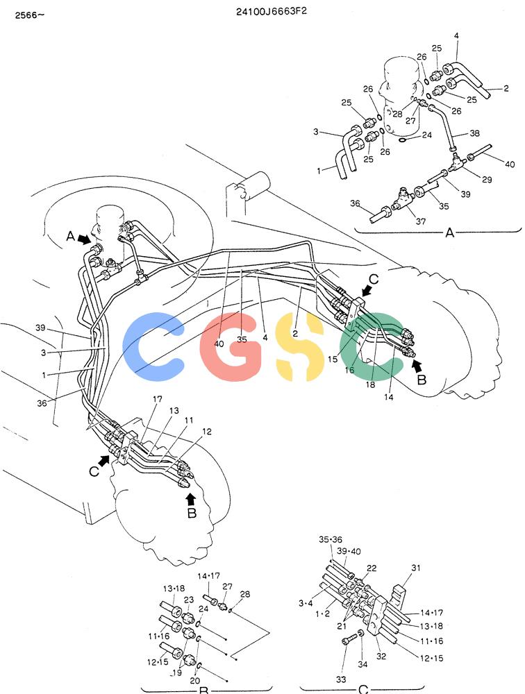 神钢零件查询(K905LC) - MARK II EXCAVATOR BTW YP1001 - YP1281 (1/87-12/03) (06-014) - HYDR LINES, LOW (P/N 24100J6663F2) Kobelco