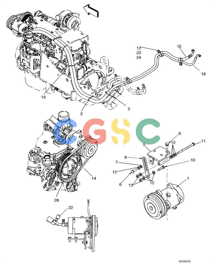 纽荷兰零件查询(D85B) - CRAWLER DOZER TIER 3 (3/08-) (09-40) - CAB- AIR CONDITIONING COMPRESSOR New Holland Constructuion