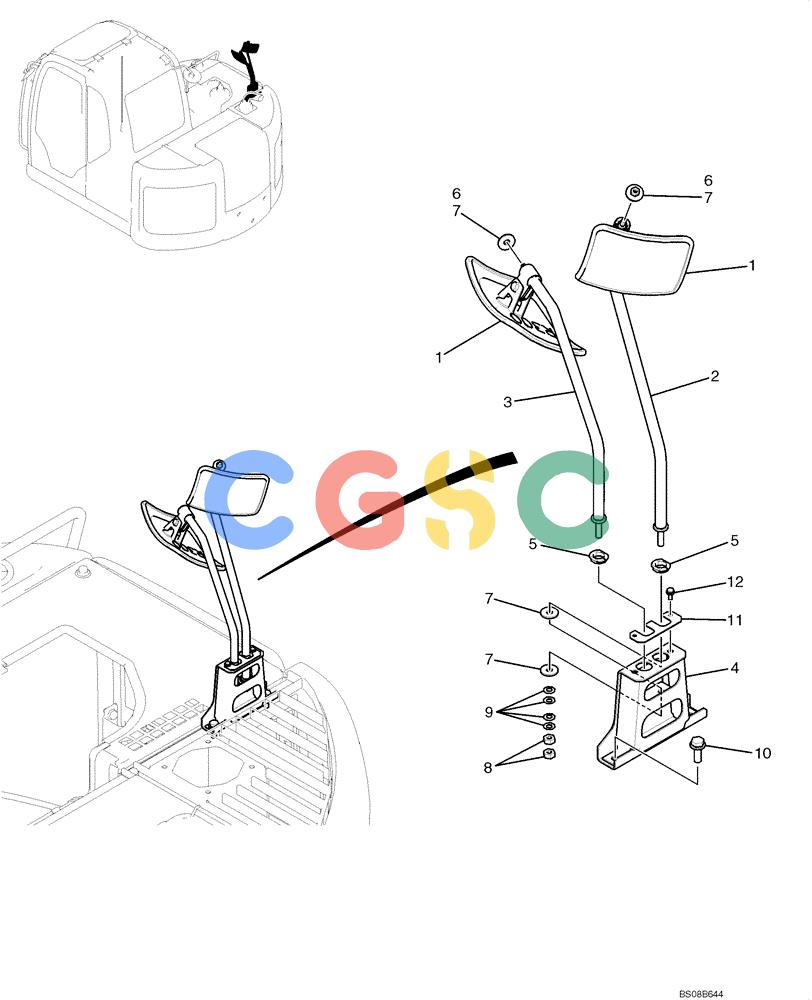 纽荷兰零件查询(E70BSR) - COMPACT CRAWLER EXCAVATOR BTW YT05-15001 - 18000 (NA) (4/08-) (02-35-01[00]) - MIRROR INSTALLATION (REAR) (YT52C00018F1) New Holland Constructuion
