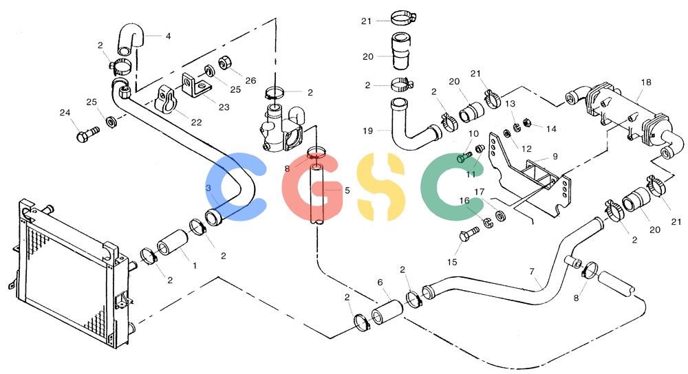 纽荷兰零件查询(AD300) - ARTICULATED DUMP TRUCK (1/01-) (0.550/3[03A]) - ENGINE COOLING SYSTEM - PIPING New Holland Constructuion