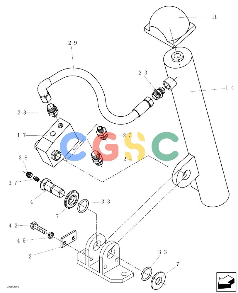 纽荷兰零件查询(CV900) - VIBRATORY ROLLER (9/01-) (10-006-00[01]) - HYDRAULIC CIRCUIT - OPERATOR'S COMPARTMENT TILTING CYLINDER New Holland Constructuion