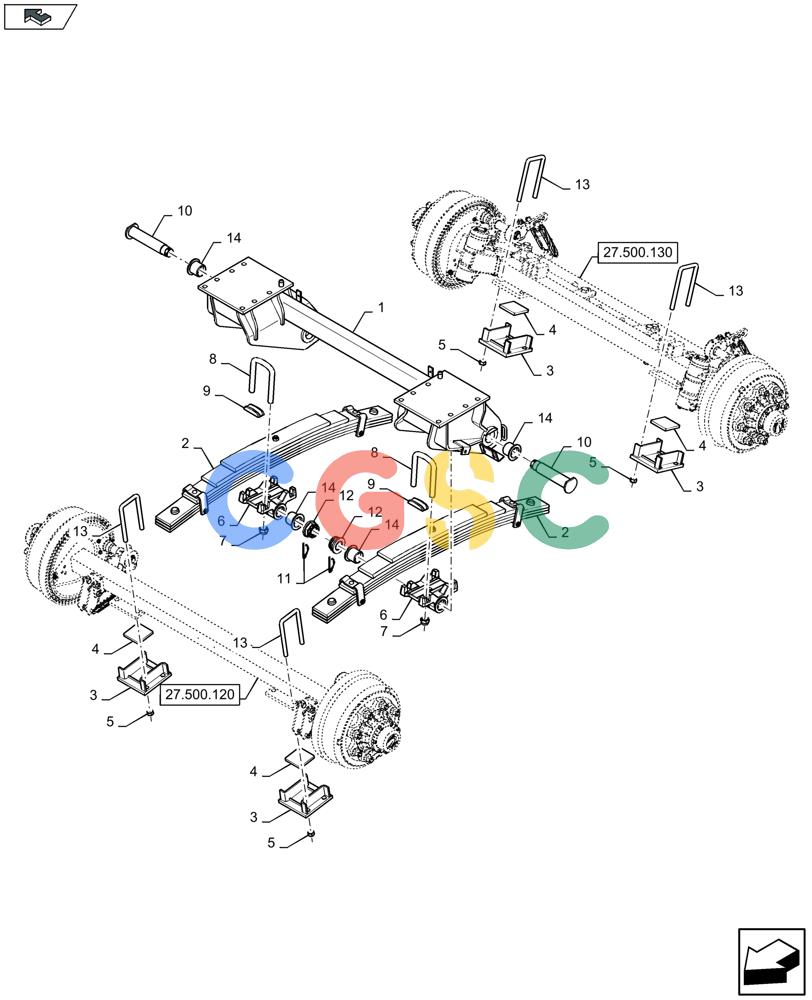 凯斯零件查询(LB434S) - BALER (9/12-) (27.500.110) - LARGE STEERED TANDEM AXLE, SUSPENSION - FRANCE ONLY Case Agriculture