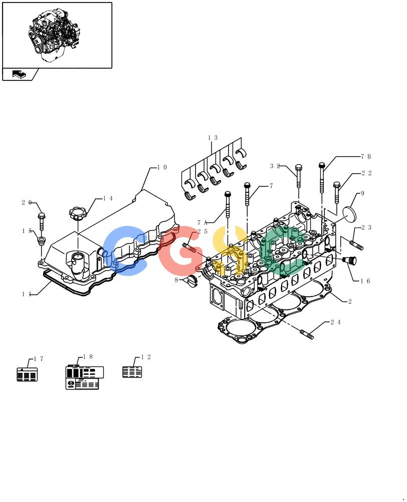 纽荷兰零件查询(E235BSR) - CRAWLER EXCAVATOR (5/07-) (0.060[02]) - CYLINDER HEAD New Holland Constructuion