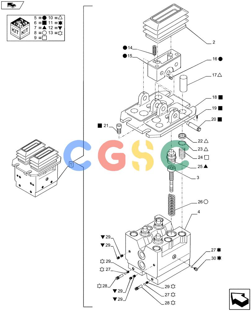 神钢零件查询(ED160 BLADE) - HYDRAULIC EXCAVATOR - ASN LH02-01501 (9/12-12/13) (35.356.AV[01]) - PILOT VALVE, ASSY, PROPEL Kobelco
