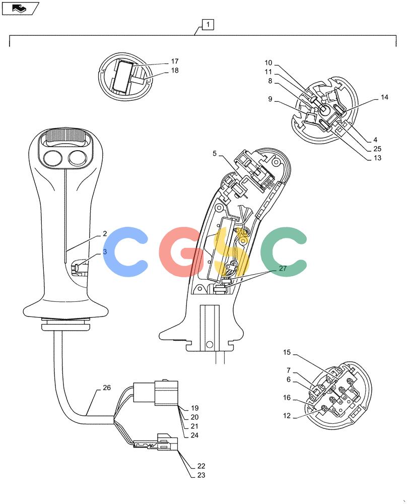 神钢零件查询(SK170 ACERA M-9) - CRAWLER EXCAVATOR - TIER 3 NON-REGULATED (1/12-12/13) (35.355.AK.[01]) - JOYSTICK, ASSY Kobelco