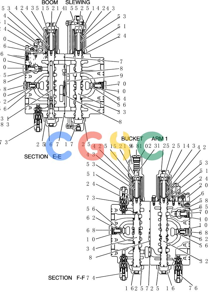 神钢零件查询(200-8) - EXCAVATOR S/N YN11-45001 - (1/06-12/09) (HC001-01-4) - VALVE ASSY, CONTROL Kobelco