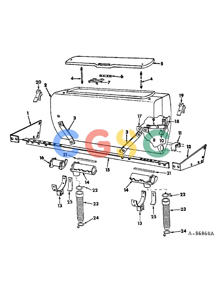 凯斯零件查询(DRY) - FERTILIZER UNIT (4-ROW) - 1966 (1/66-12/88) (A-030) - DRY FERTILIZERS, FIBERGLASS HOPPER, HOSES AND SUPPORTS Case Agriculture