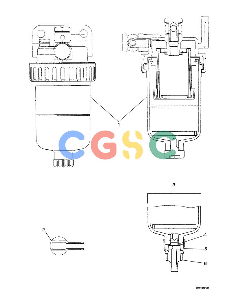 纽荷兰零件查询(E215) - CRAWLER EXCAVATOR (NA) - ASN N6DA21215 (1/06-) (03 -04[00]) - WATER SEPARATOR ASSY New Holland Constructuion