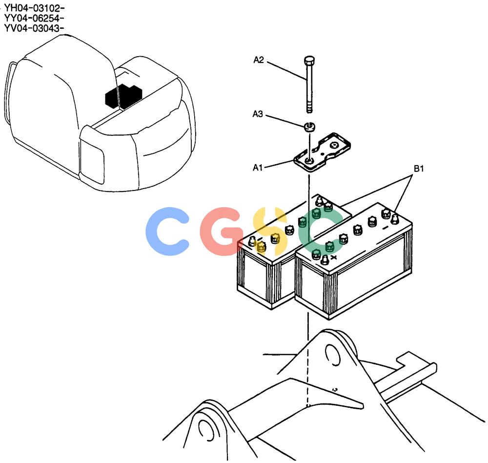 纽荷兰零件查询(E135SR) - CRAWLER EXCAVATOR ASN YY04-06254 (01-054) - BATTERY INSTAL New Holland Constructuion