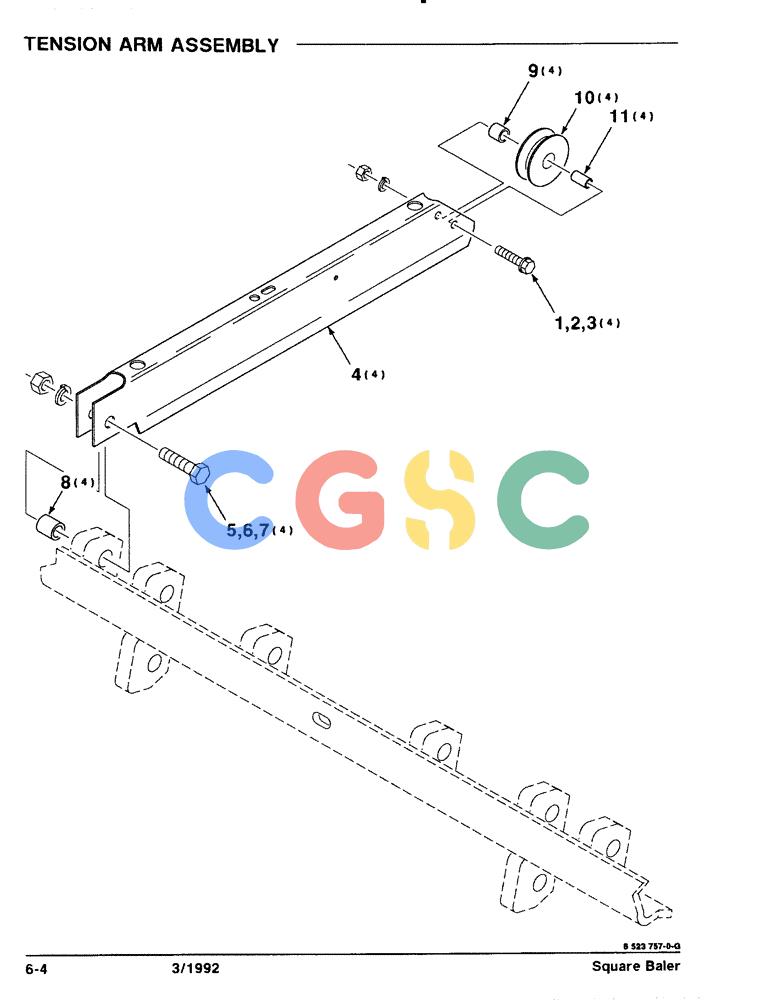 凯斯零件查询(8570) - CASE IH MID-SIZE RECTANGULAR BALER (1/91-12/96) (6-04) - TENSION ARM ASSEMBLY Case Agriculture