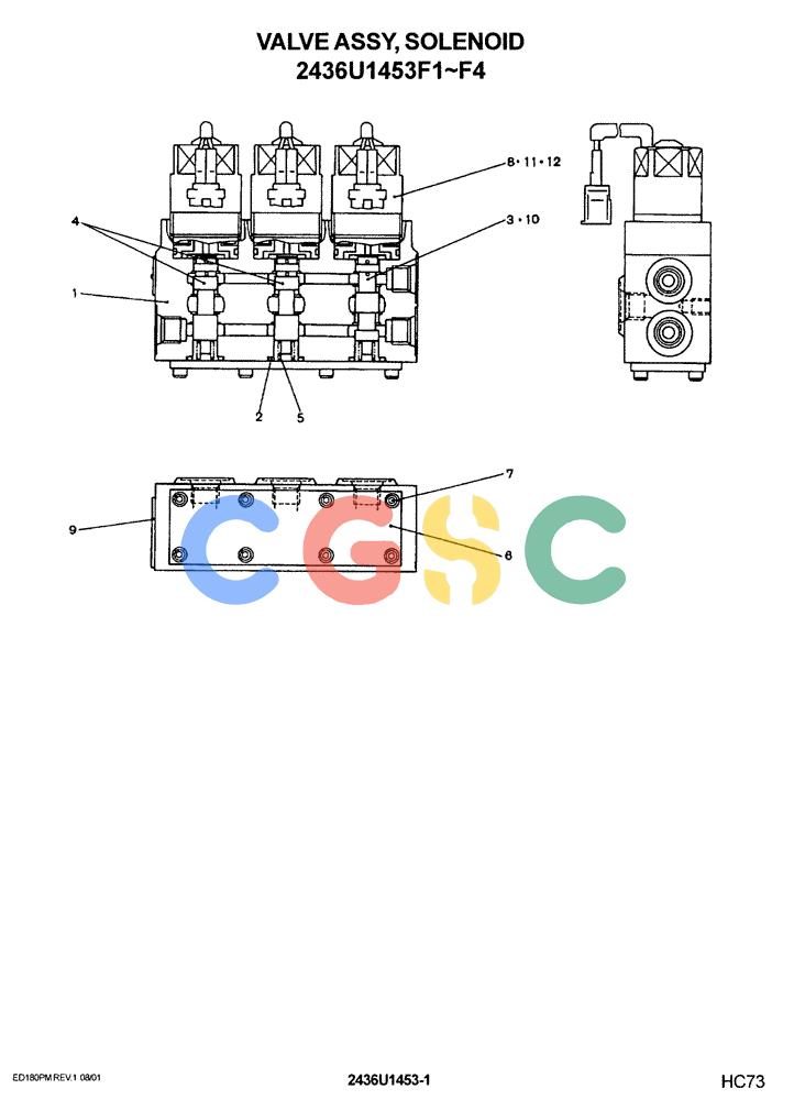 神钢零件查询(ED180) - BLADE RUNNER EXCAVATOR/DOZER ASN YLU0001 (1/99-12/01) (12-035) - VALVE ASSY, SOLENOID 2436U1453F1 Kobelco