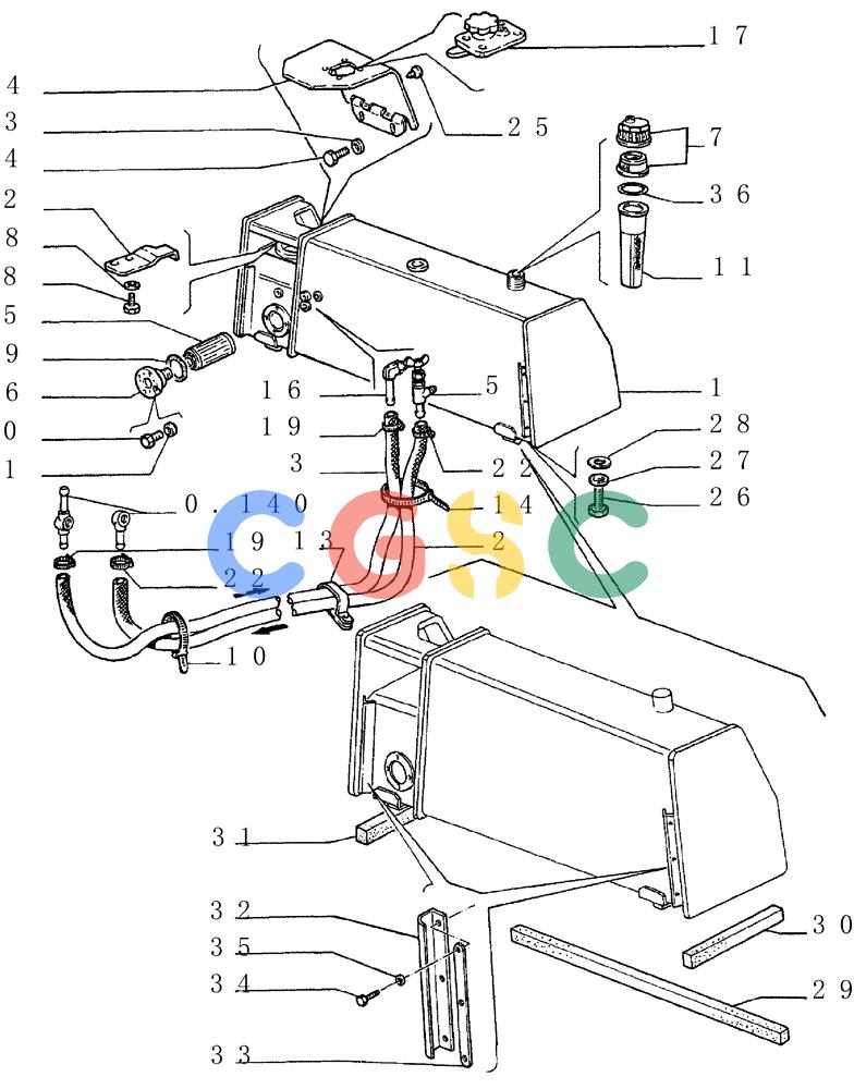 纽荷兰零件查询(FD145) - CRAWLER DOZER (N.A. VERSION) (10/98-) (0.510[01]) - FUEL AND OIL TANK New Holland Constructuion