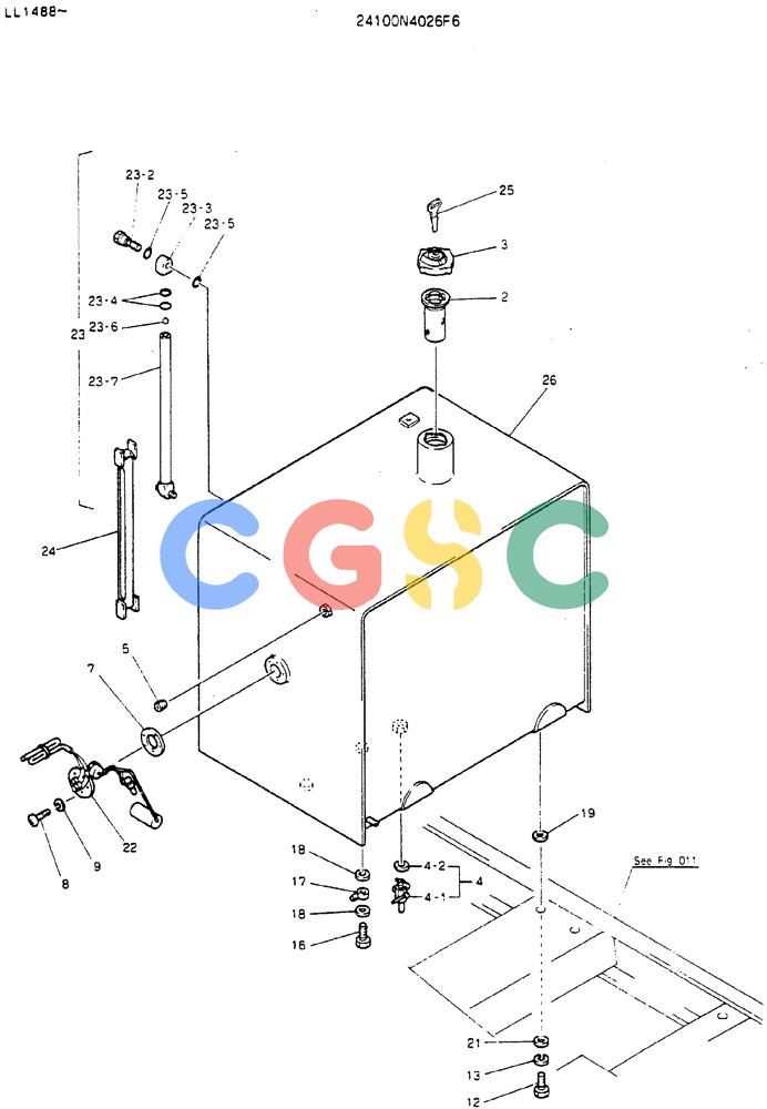 神钢零件查询(MD240BLC) - EXCAVATOR ASN LL1488 (1/80-12/06) (01-005) - TANK ASSY, FUEL Kobelco