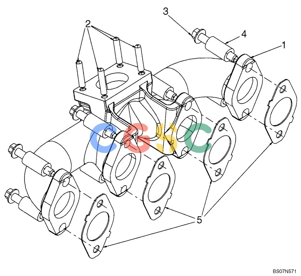 纽荷兰零件查询(D85B) - CRAWLER DOZER TIER 3 (3/08-) (02-38) - EXHAUST MANIFOLD New Holland Constructuion