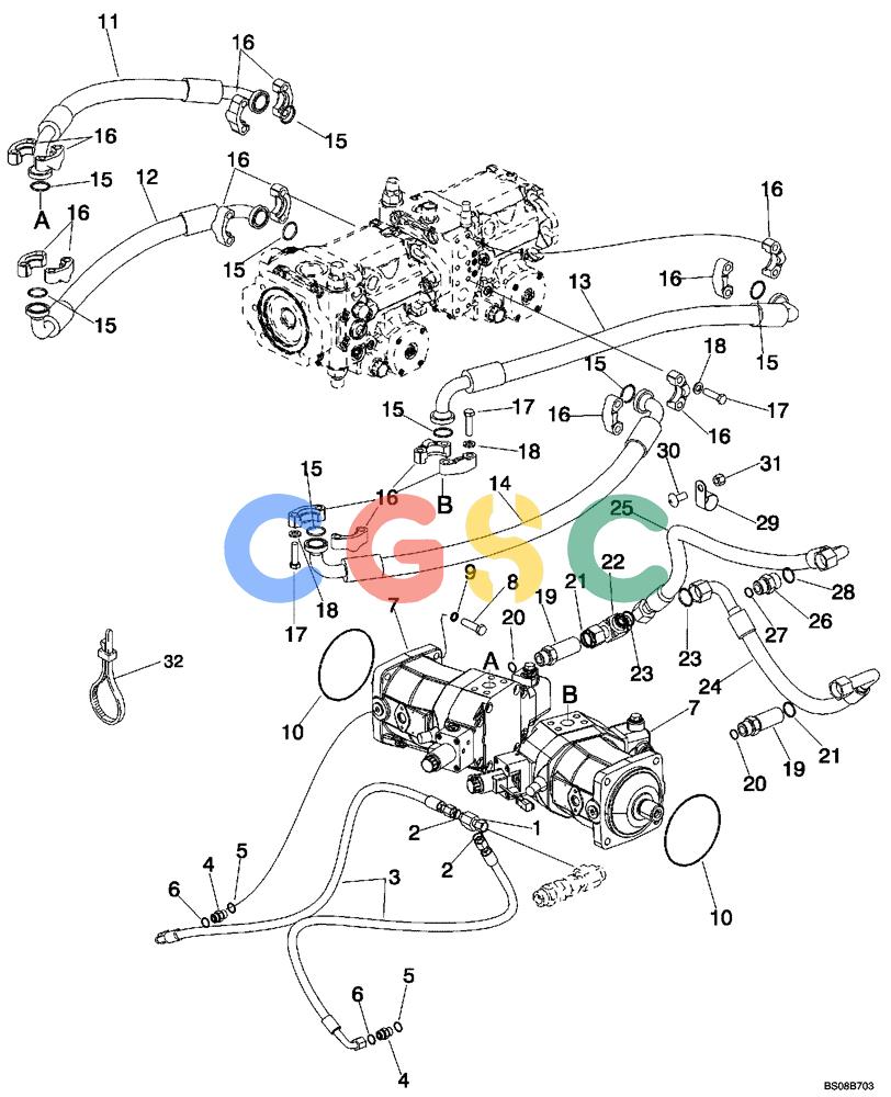 纽荷兰零件查询(D95B) - CRAWLER DOZER TIER 3 (3/08-) (06-03) - HYDROSTATICS - MOTOR, DRIVE New Holland Constructuion
