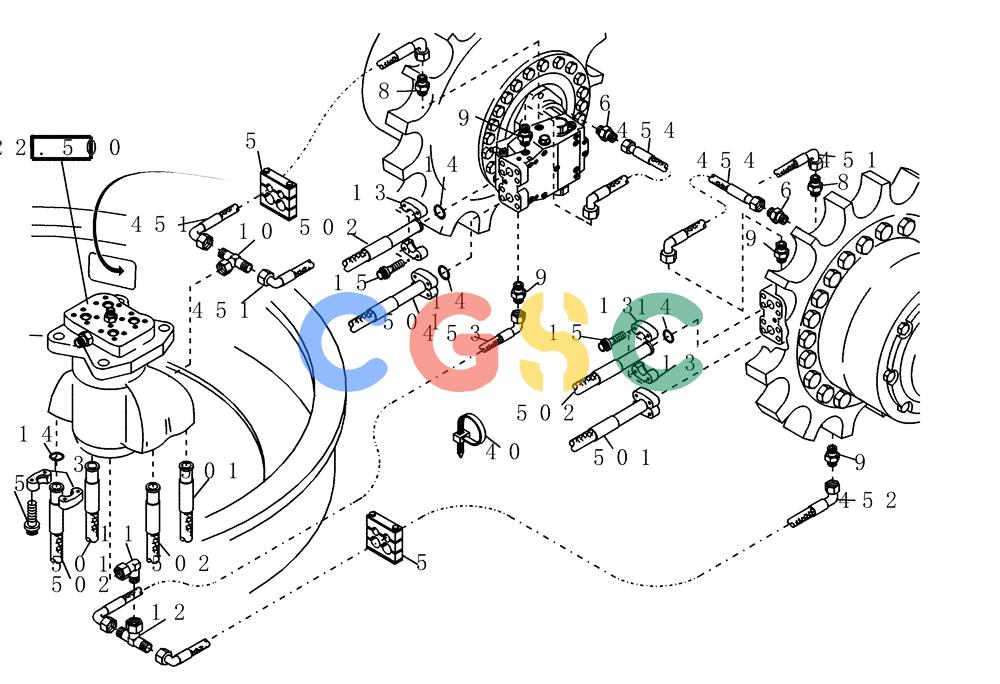 纽荷兰零件查询(EC215) - CRAWLER EXCAVATOR (11/99-) (20.020[001]) - HYDRAULIC SYSTEM LOWER CARRIAGE (S/N 721501-UP) New Holland Constructuion