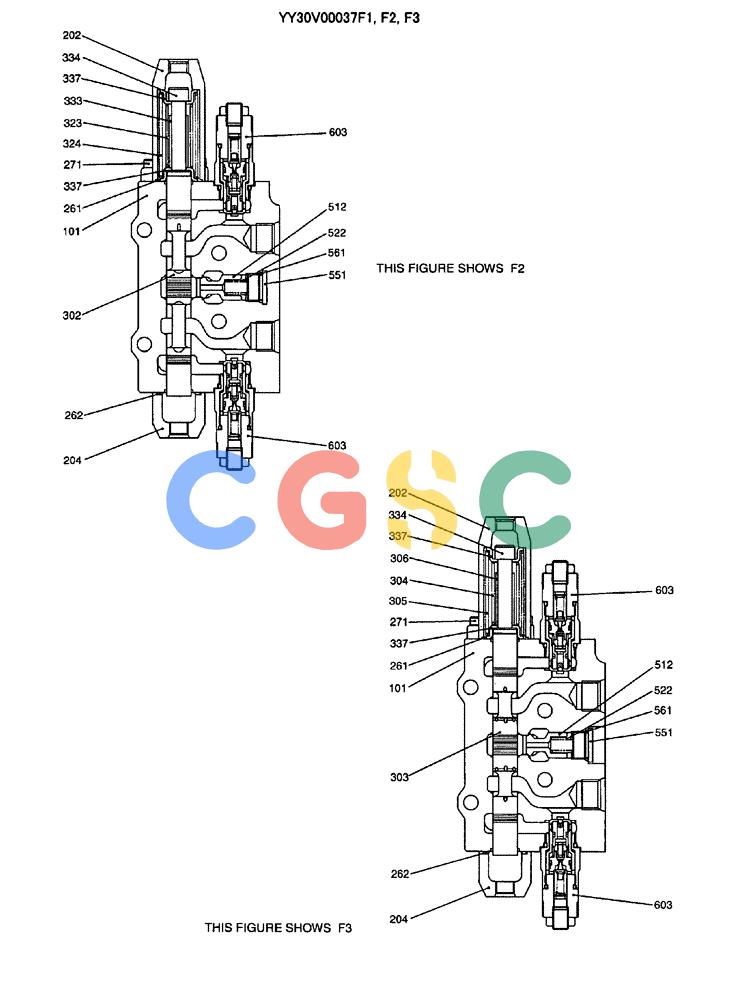 神钢零件查询(200-8) - EXCAVATOR S/N YN11-45001 - (1/06-12/09) (HC128-01-2) - VALVE ASSY, CONTROL Kobelco