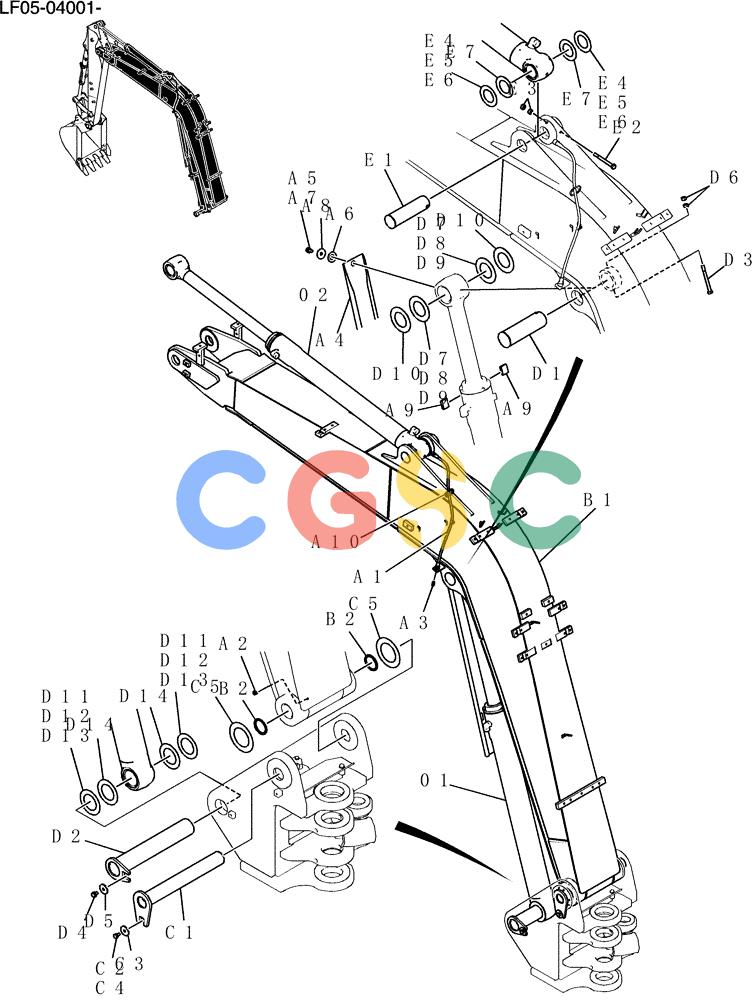 纽荷兰零件查询(E80BMSR) - CRAWLER EXCAVATOR ASN LF05-04001 - (N8TA18060) (450-01-1[1]) - BOOM GROUP New Holland Constructuion