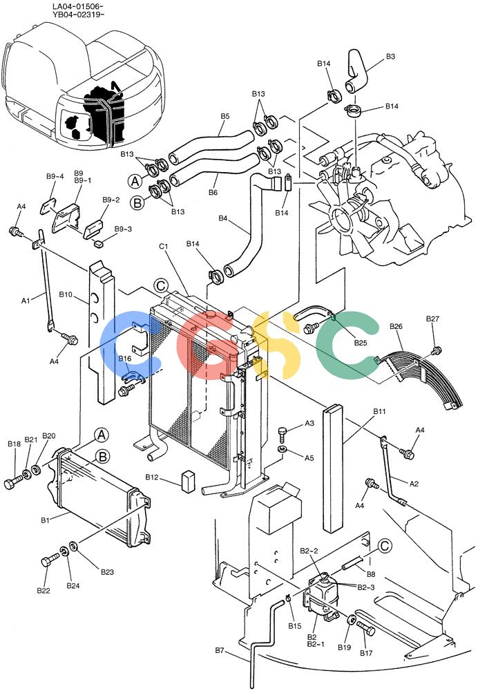 纽荷兰零件查询(E200SRLC) - CRAWLER EXCAVATOR BTW LA04-01506 - LA04-01625 (01-005) - RADIATOR INSTAL New Holland Constructuion