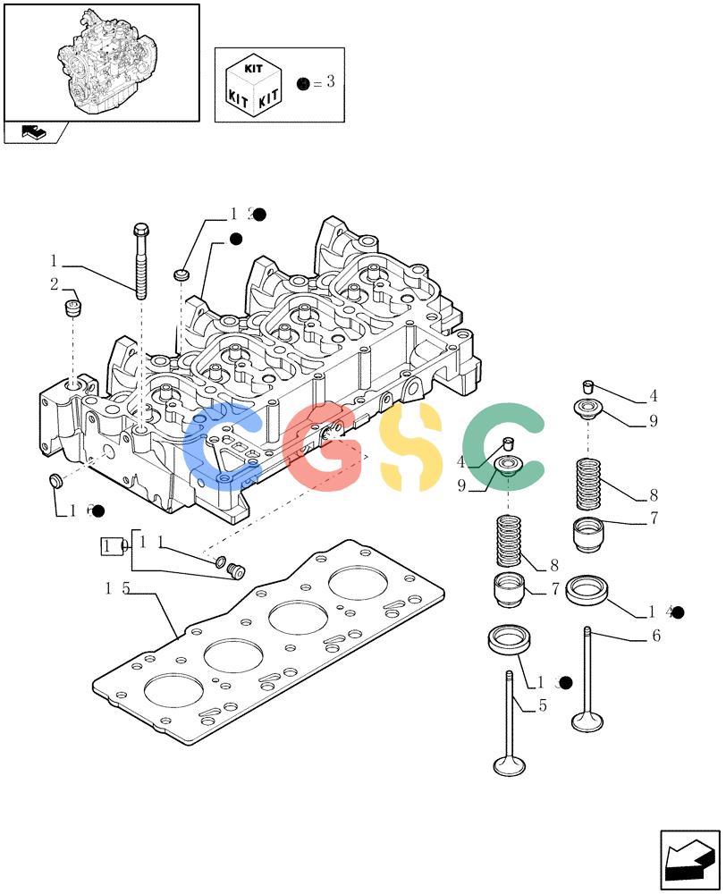 神钢零件查询(F4GE9484K J601) - ENGINE - 504103830-920019897 (1/13-) (0.06.0) - CYLINDER HEAD (504226957) Kobelco