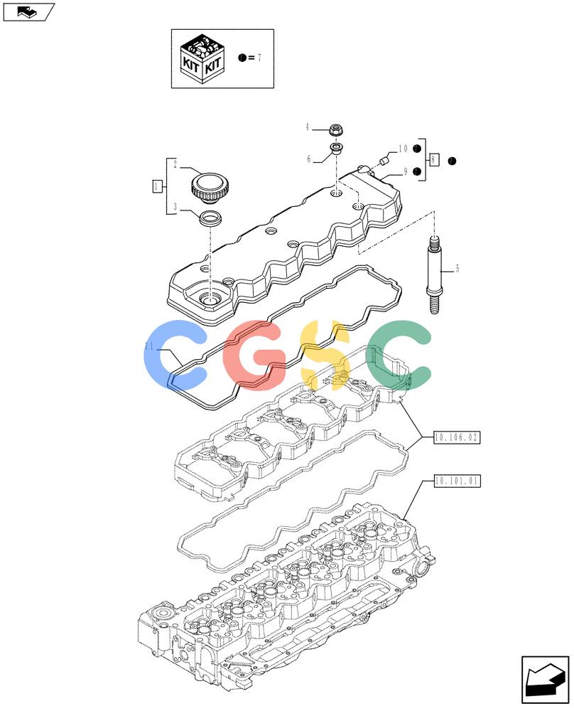 神钢零件查询(F4HFE613Z A005) - ENGINE 5801366340 - 84285367 (9/10-) (10.101.02) - CYLINDER HEAD COVERS (504112178) Kobelco