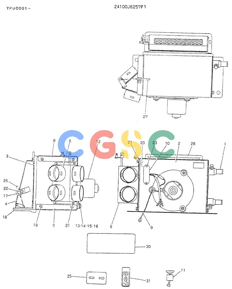神钢零件查询(K905LC) - MARK II EXCAVATOR ASN YPU00001 (1/87-12/03) (05-012) - HEATER ASSY Kobelco