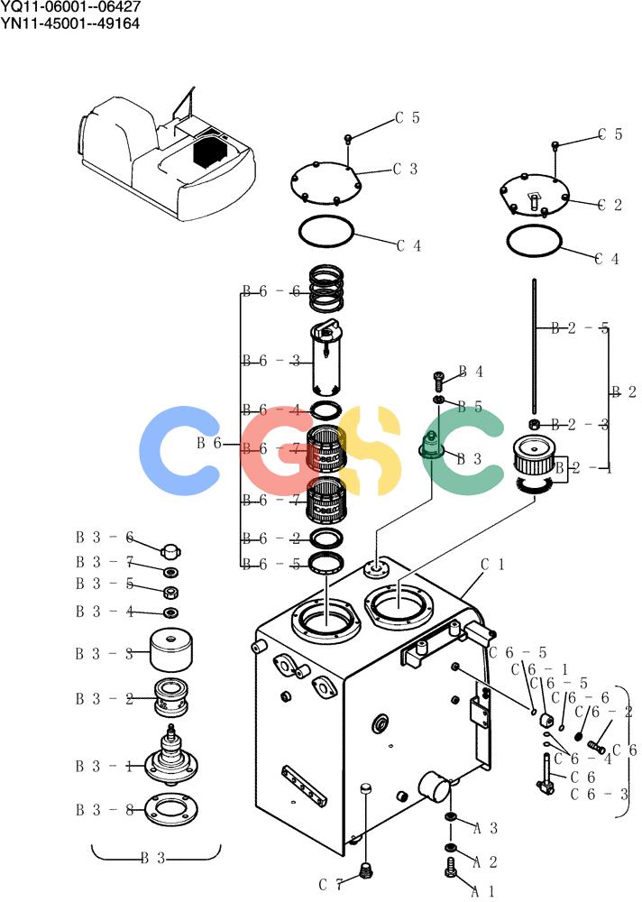 神钢零件查询(200-8) - EXCAVATOR S/N YN11-45001 - (1/06-12/09) (062-01-1) - TANK INSTAL, HYD Kobelco