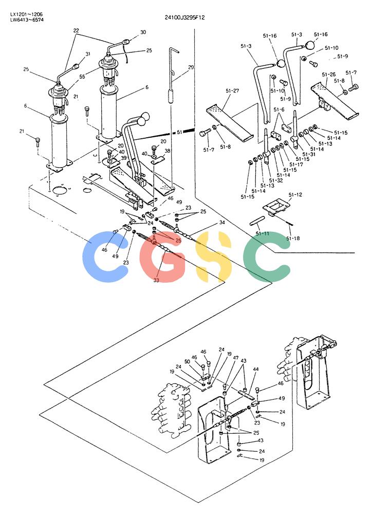 神钢零件查询(K904DL) - EXCAVATOR ASN LX1201 (1/84-12/03) (03-005) - CONTROL ASSY (FOR EXPORT) P/N 24100J3295F12 Kobelco