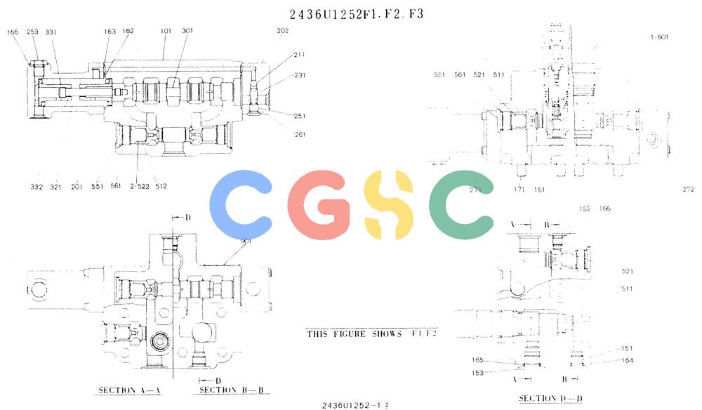 神钢零件查询(K907LC) - MARK II EXCAVATOR ASN YQ0565 (NA) (1/87-12/03) (11-027[02]) - VALVE ASSY, CONTROL, P/N 2436U1252F1-F4 Kobelco