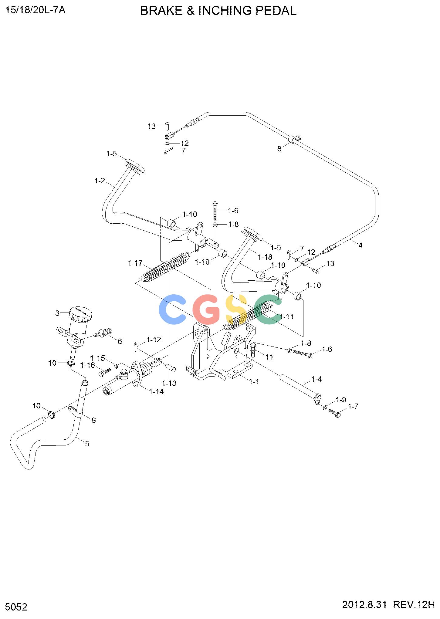 现代零件查询15/18/20L-7A BRAKE & INCHING PEDAL 2(NEW)EPC Hyundai 