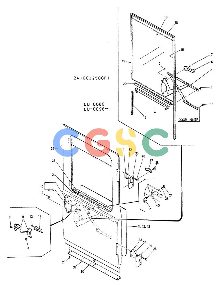 神钢零件查询(K935) - EXCAVATOR SUPPLEMENT ASN LU00154 (1/76-12/03) (02-015) - DOOR ASSY Kobelco