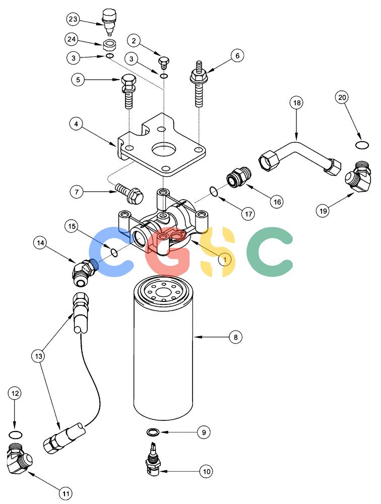 凯斯零件查询(FLX3510) - FLOATER (8/04-8/06) (02-069) - FUEL FILTER AND CONNECTIONS, FLX 3010 Case Agriculture