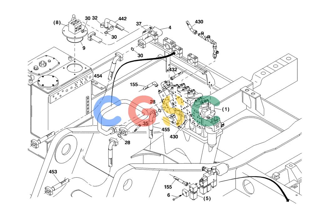 纽荷兰零件查询(EC450) - CRAWLER EXCAVATOR (SN: 750001-UP) (11/99-) (20.310[001]) - HYDRAULIC SYSTEM HIGH PRESSURE ADDITIONAL FUNCT. (OPTION) (S/N 750017-750017) New Holland Constructuion