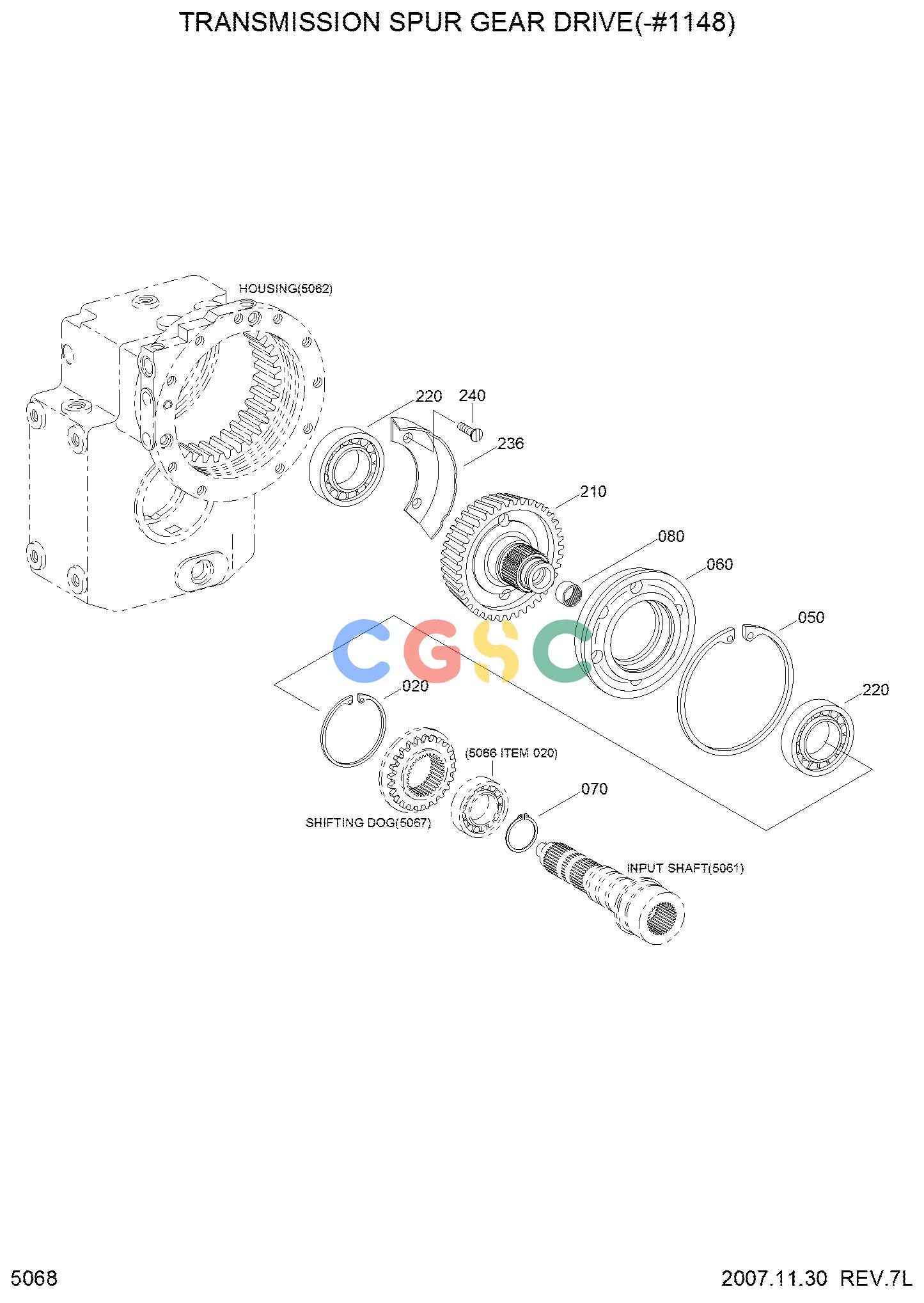 现代零件查询R200W-7 TRANSMISSION SPUR GEAR DRIVE(-#1148)EPC Hyundai 