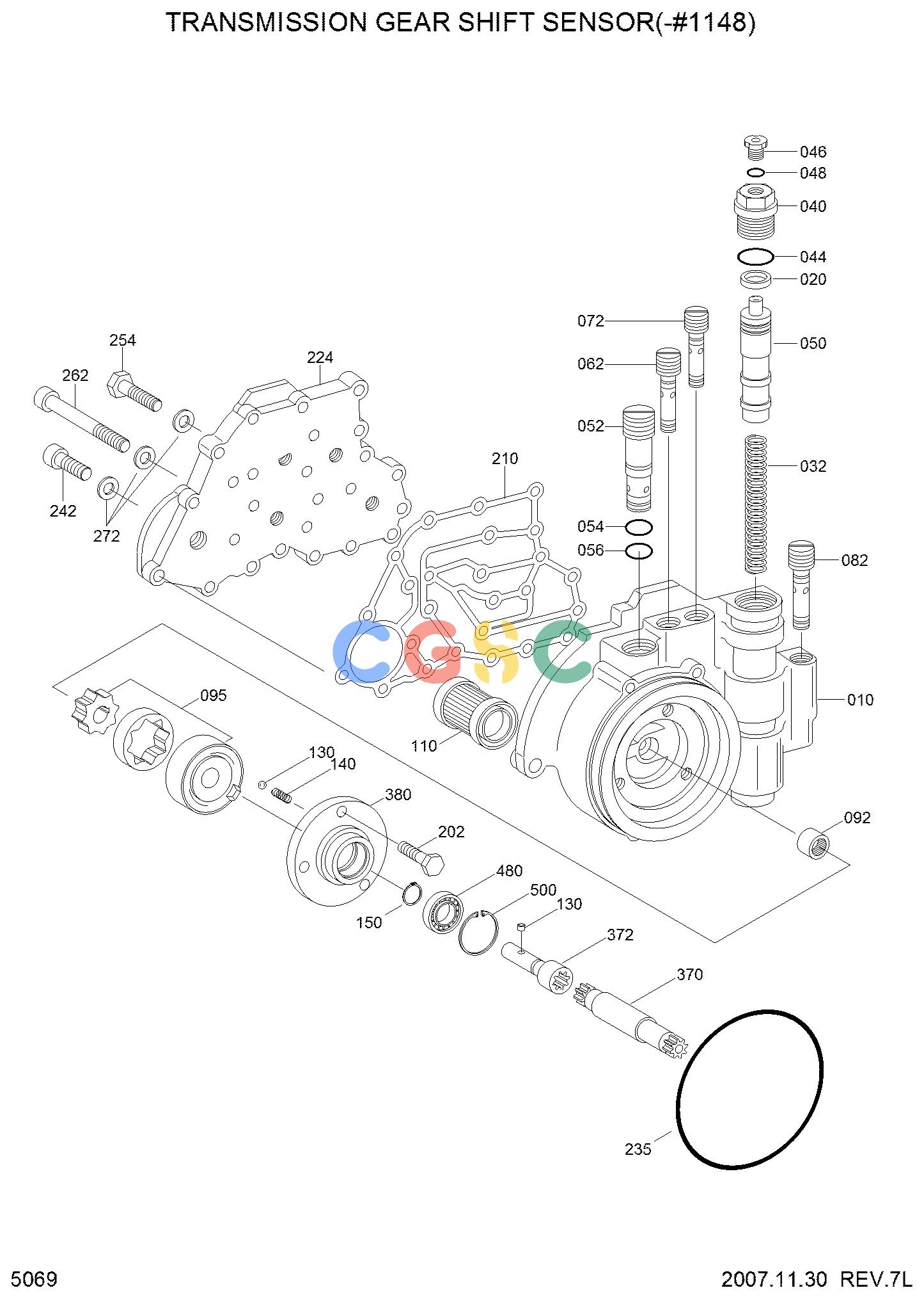 现代零件查询R200W-7 TRANSMISSION GEAR SHIFT SENSOR(-#1148)EPC Hyundai 