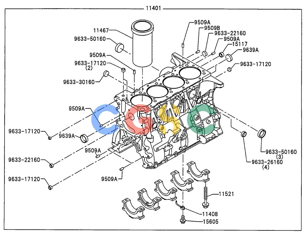 神钢零件查询(200-8) - EXCAVATOR S/N YN11-45001 - (1/06-12/09) (ENG-02-1) - CYLINDER BLOCK Kobelco