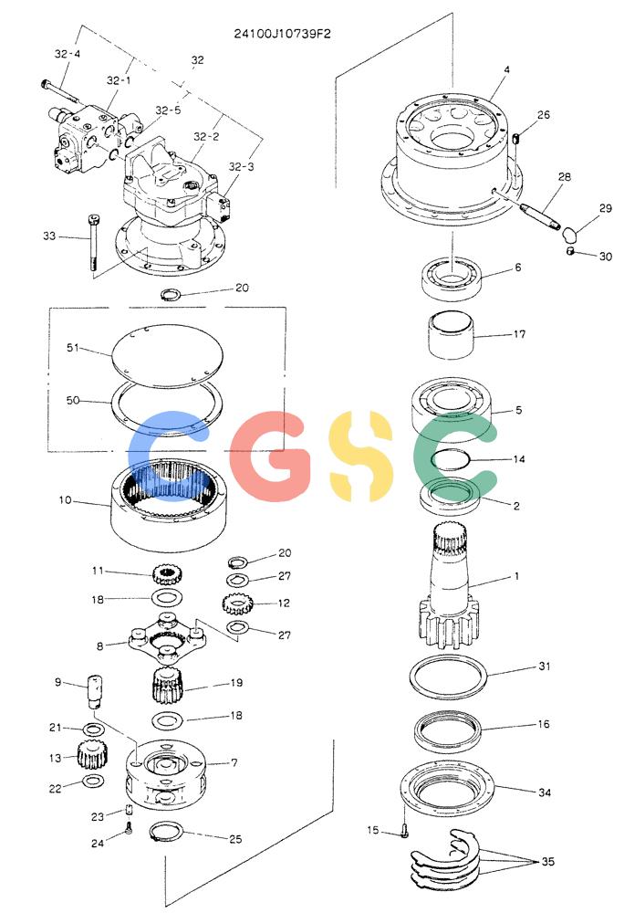 神钢零件查询(K907LC) - MARK II EXCAVATOR BTW YQU0001 - YQU0400 (1/87-12/03) (01-003) - MOTOR ASSY, SWING Kobelco