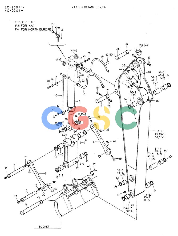 神钢零件查询(K912LC) - MARK II EXCAVATOR ASN YC0301-0737 (1/88-12/03) (07-002[02]) - ARM ASSY, 3.1M (P/N 24100J10340F2) Kobelco