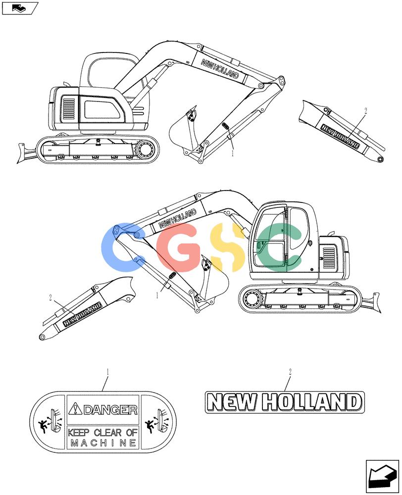 纽荷兰零件查询(E70BSR) - COMPACT CRAWLER EXCAVATOR ASN YT06-18001 (06-011[00]) - NAME PLATE INSTALLATION New Holland Constructuion