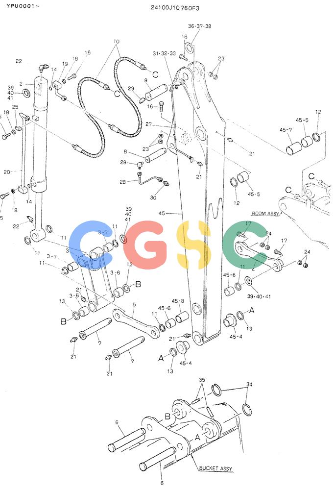 神钢零件查询(K905LC) - MARK II EXCAVATOR ASN YPU00001 (1/87-12/03) (07-002) - ARM ASSY, 2.5M Kobelco