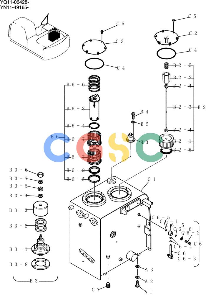 神钢零件查询(200-8) - EXCAVATOR S/N YN11-45001 - (1/06-12/09) (062-01A-1) - TANK INSTAL, HYD Kobelco