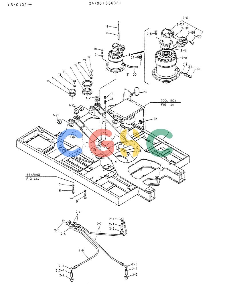 神钢零件查询(K916LC) - EXCAVATOR ASN YS0119 (1/87-12/03) (01-002) - FRAME ASSY,UPP(P/N 24100J8863F1) Kobelco